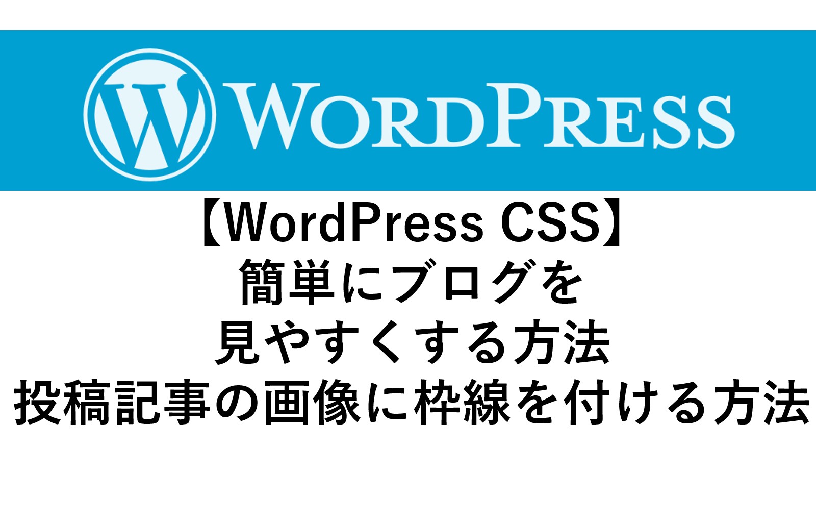 Wordpressで投稿画像の全てに自動で枠線を設定する方法、HTML CSS編集 